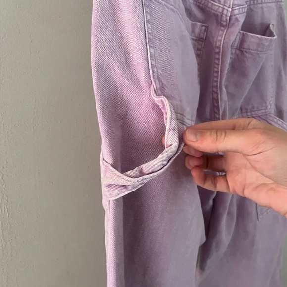 Pacsun Womens Purple Baggy Carpenter Jeans 26 Straight Leg Raw Hem Wide Leg - Picture 8 of 12